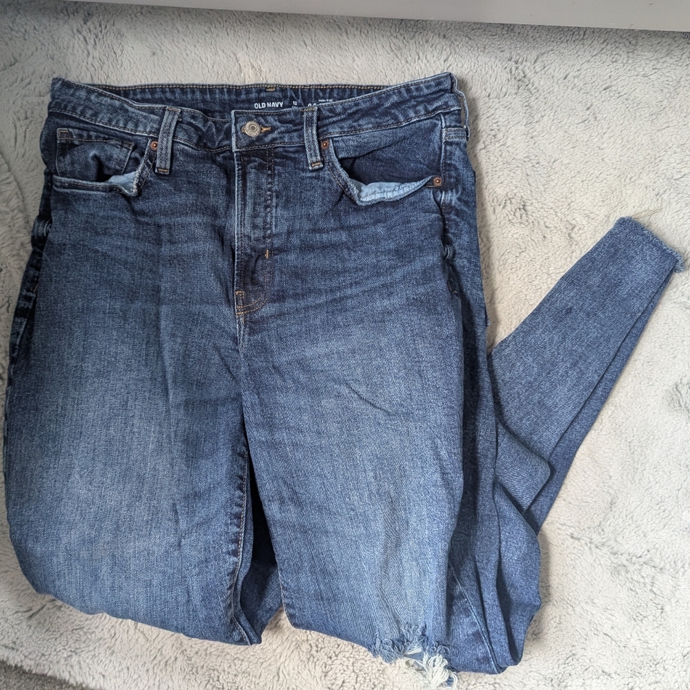 Old Navy OG Straight Distressed Denim Dark Wash - 12 Tall